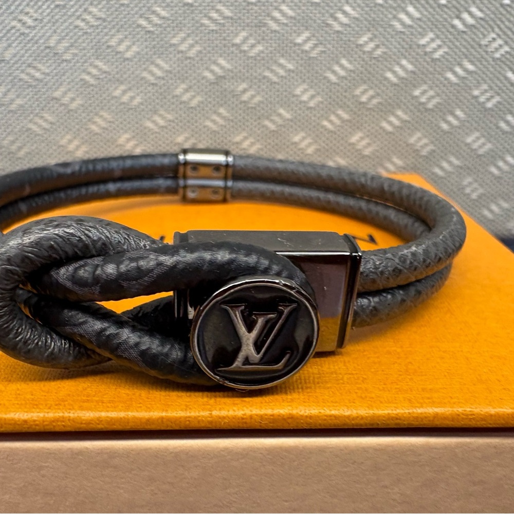 Louis Vuitton Black Leather Knot Bracelet